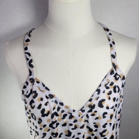 Miken Swim Women White Leopard Print V-neck Racerback Tank Top Size M - Picture 6 of 10